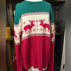 Alex Stevens Festive Reindeer Sweater - Green and Red